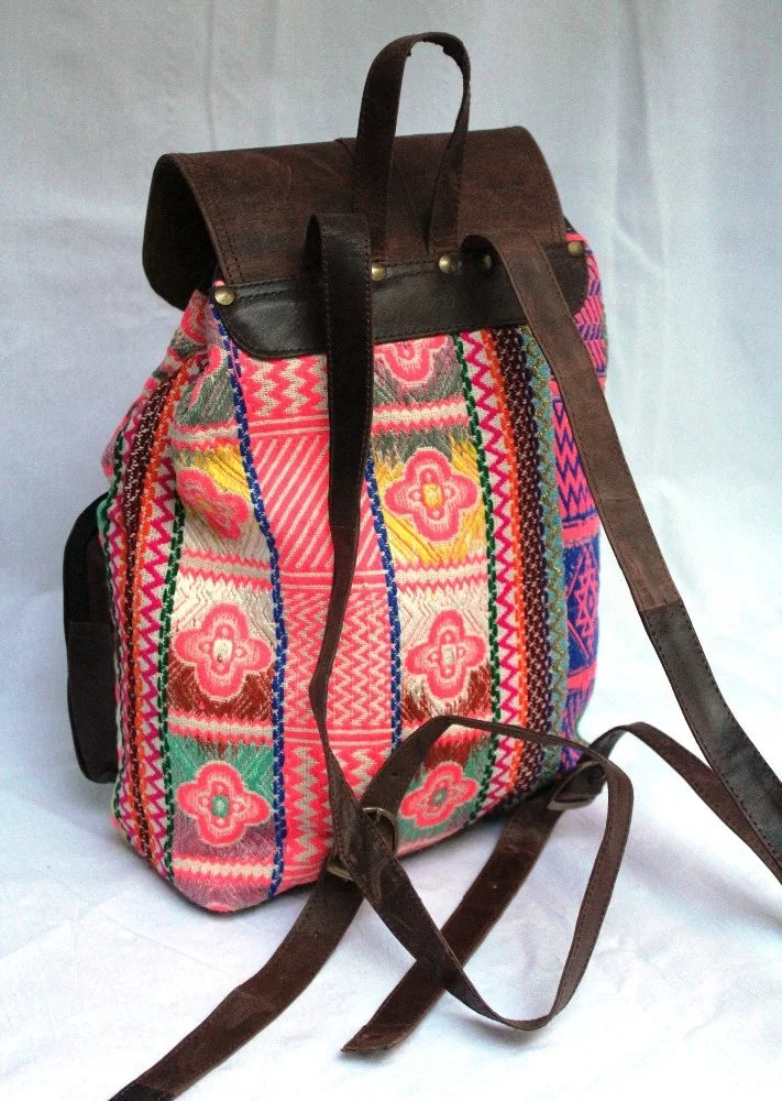 100% Genuine Leather Material Jacquard Kilim Backpack Bags Handmade Vintage Western Rustic Boho Style Anti-Theft Waterproof Bags