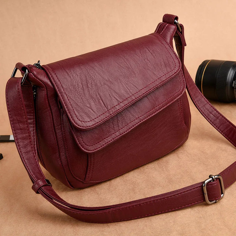 New Hot Sell Women's Shoulder Bag Multi Pockets Crossbody Purse Leather Flapover Messenger Satchel Designer Travel Work Handbag
